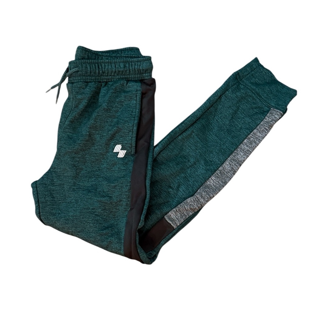 Kids Green and Gray Fleeced Jogger Pants